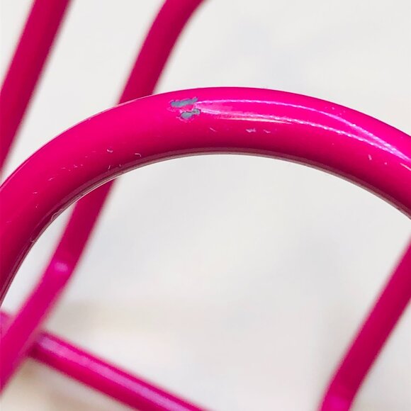 90s Fuchsia Pink Enamel Metal Wire Arch Square Notepad Holder, Vintage Office - Picture 9 of 9
